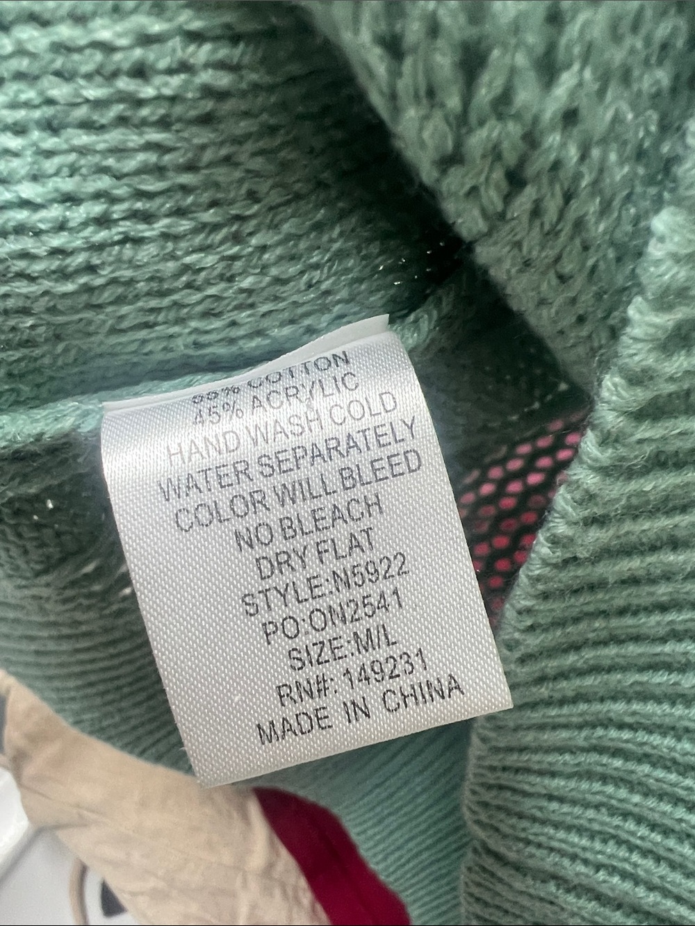Kori Mint Green Cable Knit V-Neck Sweater - Picture 3 of 4